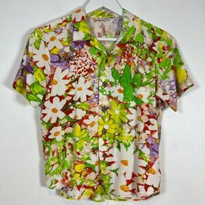 VTG Jams World Lil People Floral Short Sleeve Shirt Kids Size M Made In Hawaii